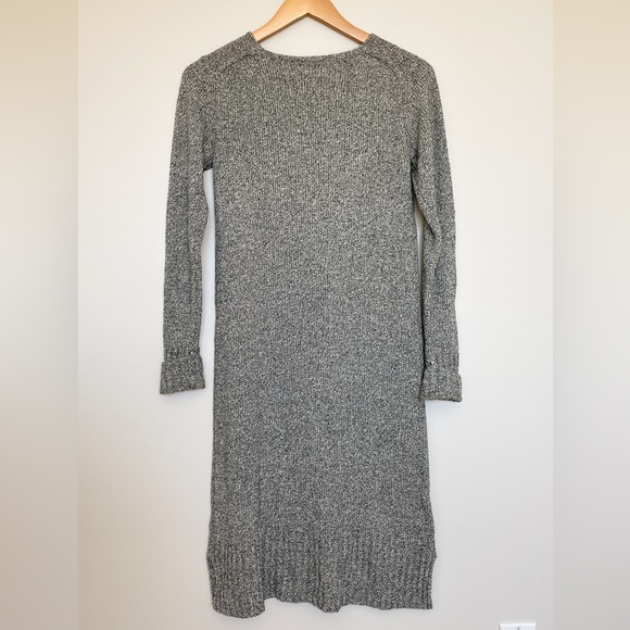 Grey Midi Sweater Knit V-Neck Dress - Picture 2 of 3